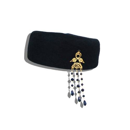 chechia-femme-noir Chéchia avec motif – Image 1